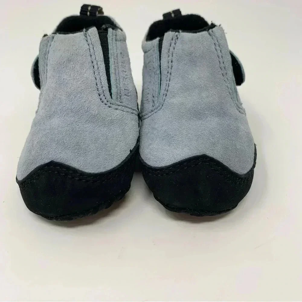 MERRELL My First Infant Shoes 3-6 M Suede Leather Baby Booties Sky Blue